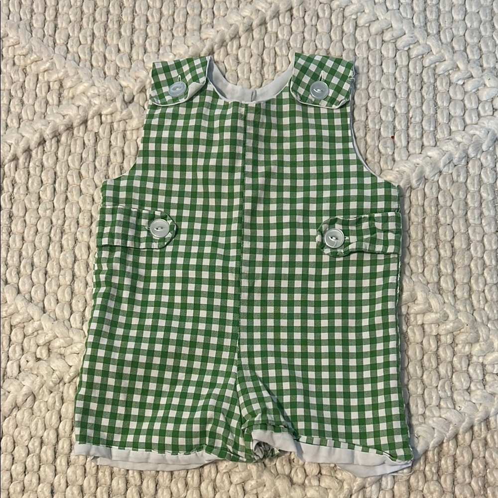 The Beaufort Bonnet Company Green and White Gingham Shortall